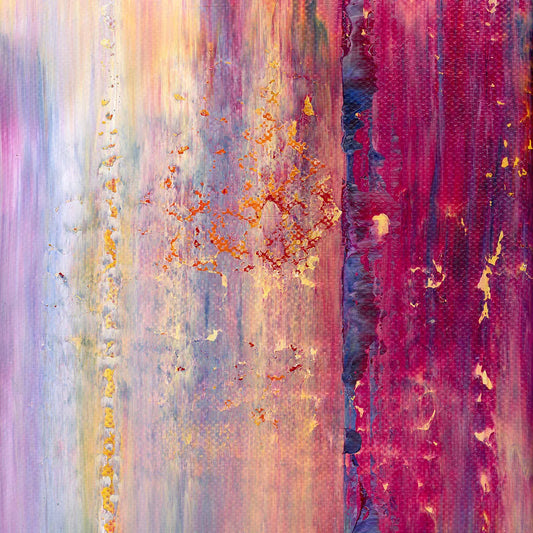 Dreamy Galaxy -Red Unicorn Art - Original abstract impressionist painting with vibrant, bold colors and rich, thick textures. One-of-a-kind, hand-painted art crafted with love for over 15 years."