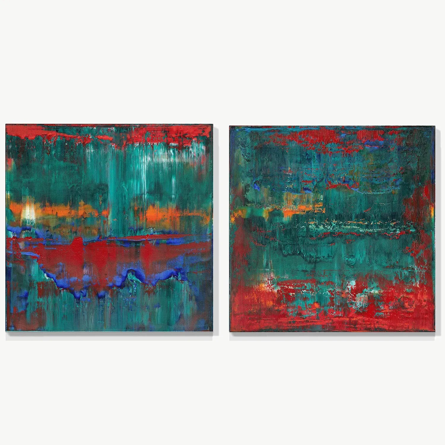Fiery Rebirth (set of 2) -Red Unicorn Art - Original abstract impressionist painting with vibrant, bold colors and rich, thick textures. One-of-a-kind, hand-painted art crafted with love for over 15 years."