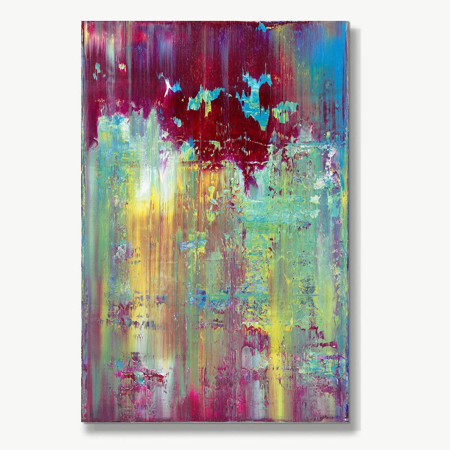 Aurora Dreams -Red Unicorn Art - Original abstract impressionist painting with vibrant, bold colors and rich, thick textures. One-of-a-kind, hand-painted art crafted with love for over 15 years."