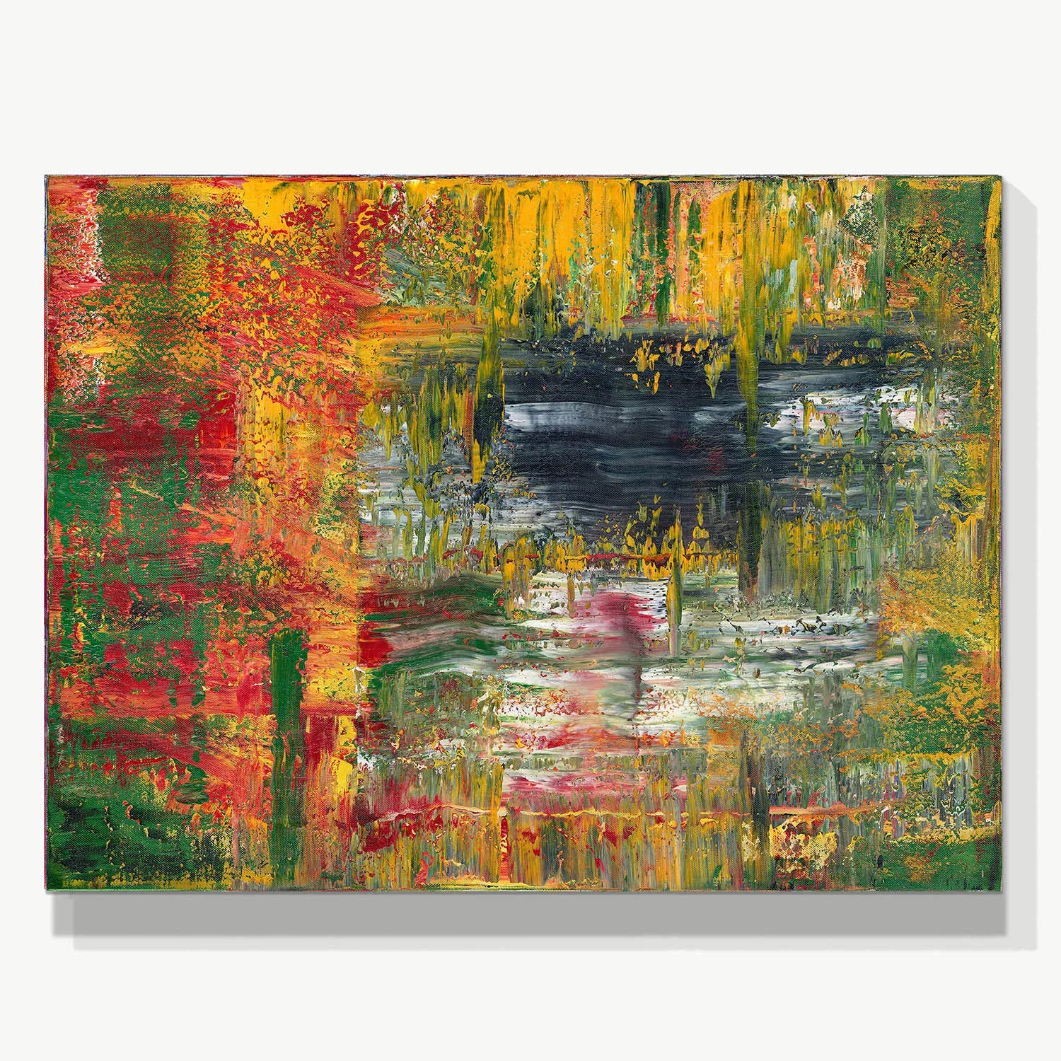Autumn Colors by the Lake -Red Unicorn Art - Original abstract impressionist painting with vibrant, bold colors and rich, thick textures. One-of-a-kind, hand-painted art crafted with love for over 15 years."