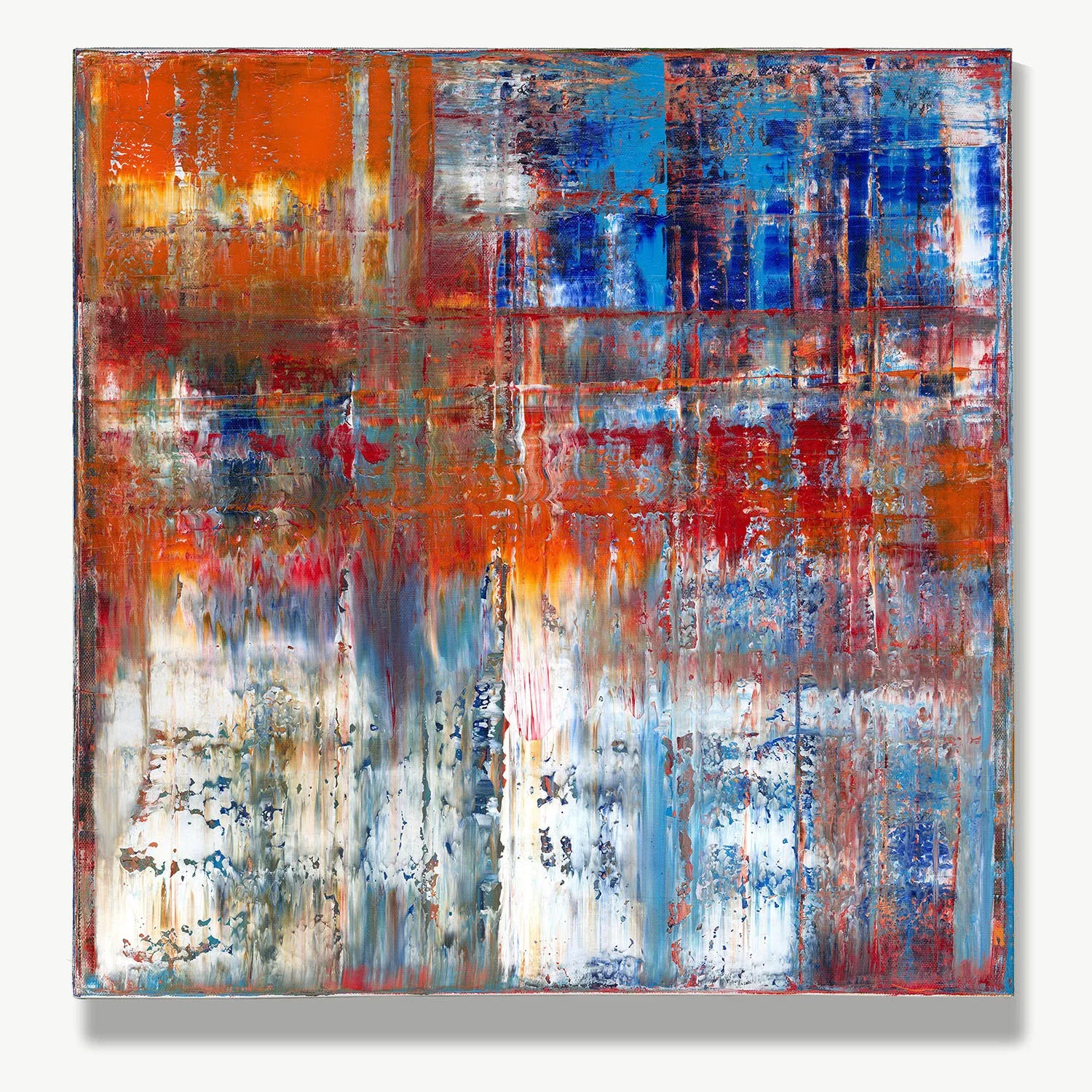 Flamingo Pond -Red Unicorn Art - Original abstract impressionist painting with vibrant, bold colors and rich, thick textures. One-of-a-kind, hand-painted art crafted with love for over 15 years."