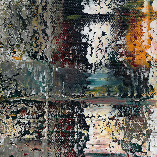 Neon Reflections on Wet Streets -Red Unicorn Art - Original abstract impressionist painting with vibrant, bold colors and rich, thick textures. One-of-a-kind, hand-painted art crafted with love for over 15 years."