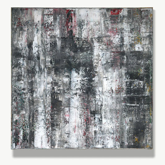 Silent Shadows on Wet Streets II -Red Unicorn Art - Original abstract impressionist painting with vibrant, bold colors and rich, thick textures. One-of-a-kind, hand-painted art crafted with love for over 15 years."