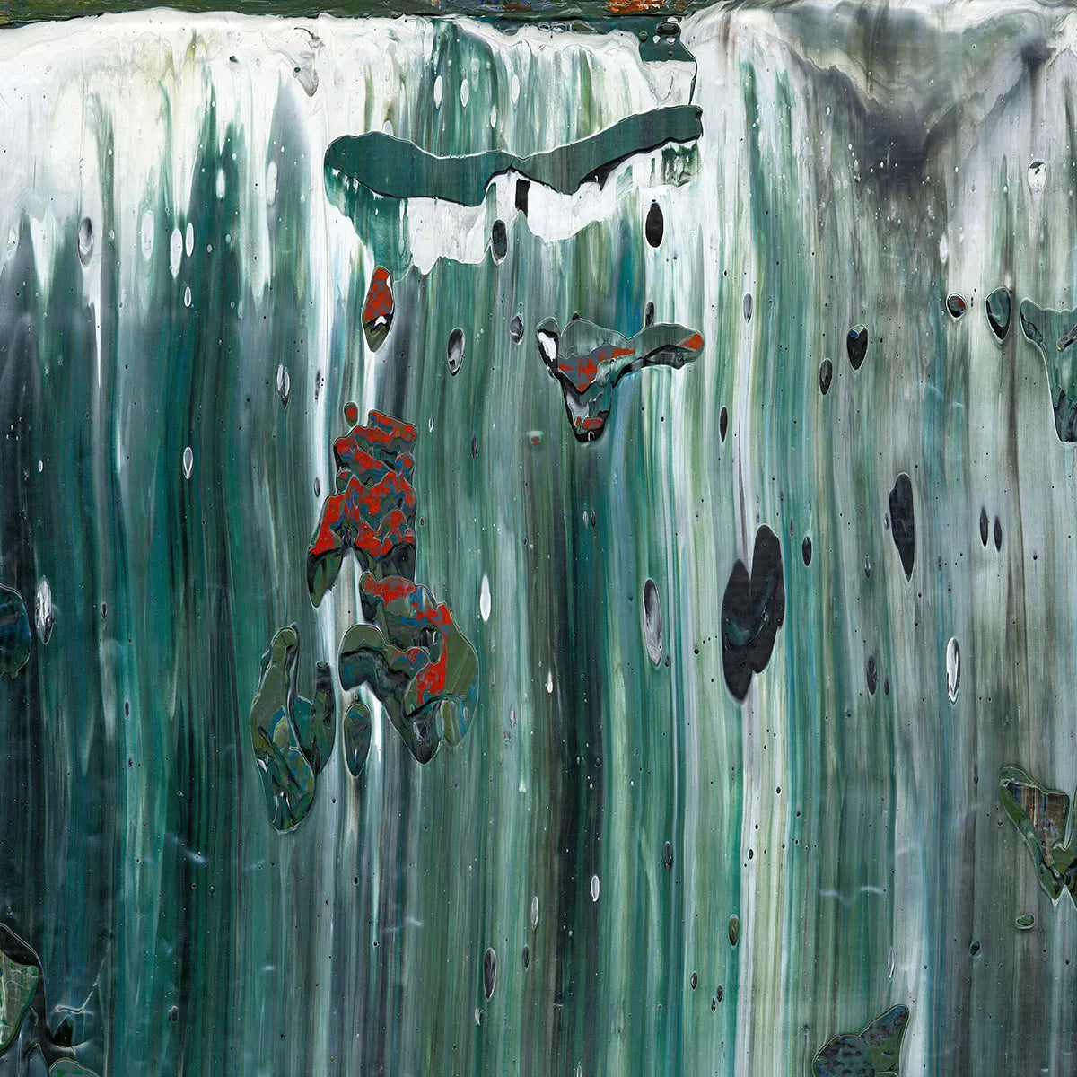 Whispers of the Waterfall -Red Unicorn Art - Original abstract impressionist painting with vibrant, bold colors and rich, thick textures. One-of-a-kind, hand-painted art crafted with love for over 15 years."