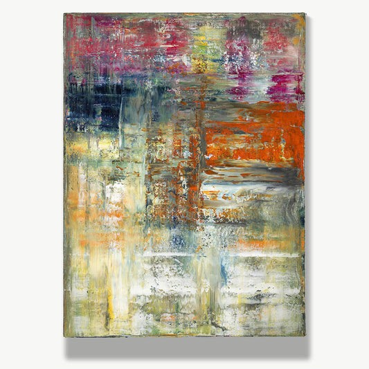 Time Deposition -Red Unicorn Art - Original abstract impressionist painting with vibrant, bold colors and rich, thick textures. One-of-a-kind, hand-painted art crafted with love for over 15 years."