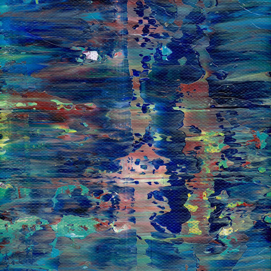 Urban Reflections: Neon Flow -Red Unicorn Art - Original abstract impressionist painting with vibrant, bold colors and rich, thick textures. One-of-a-kind, hand-painted art crafted with love for over 15 years."