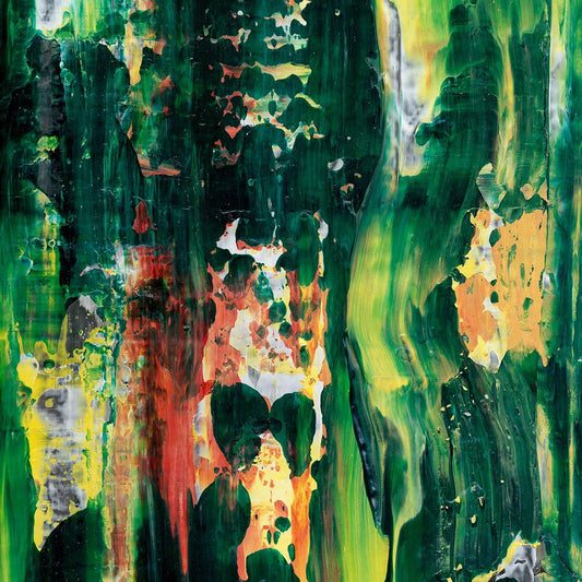 Verdant Echoes -Red Unicorn Art - Original abstract impressionist painting with vibrant, bold colors and rich, thick textures. One-of-a-kind, hand-painted art crafted with love for over 15 years."