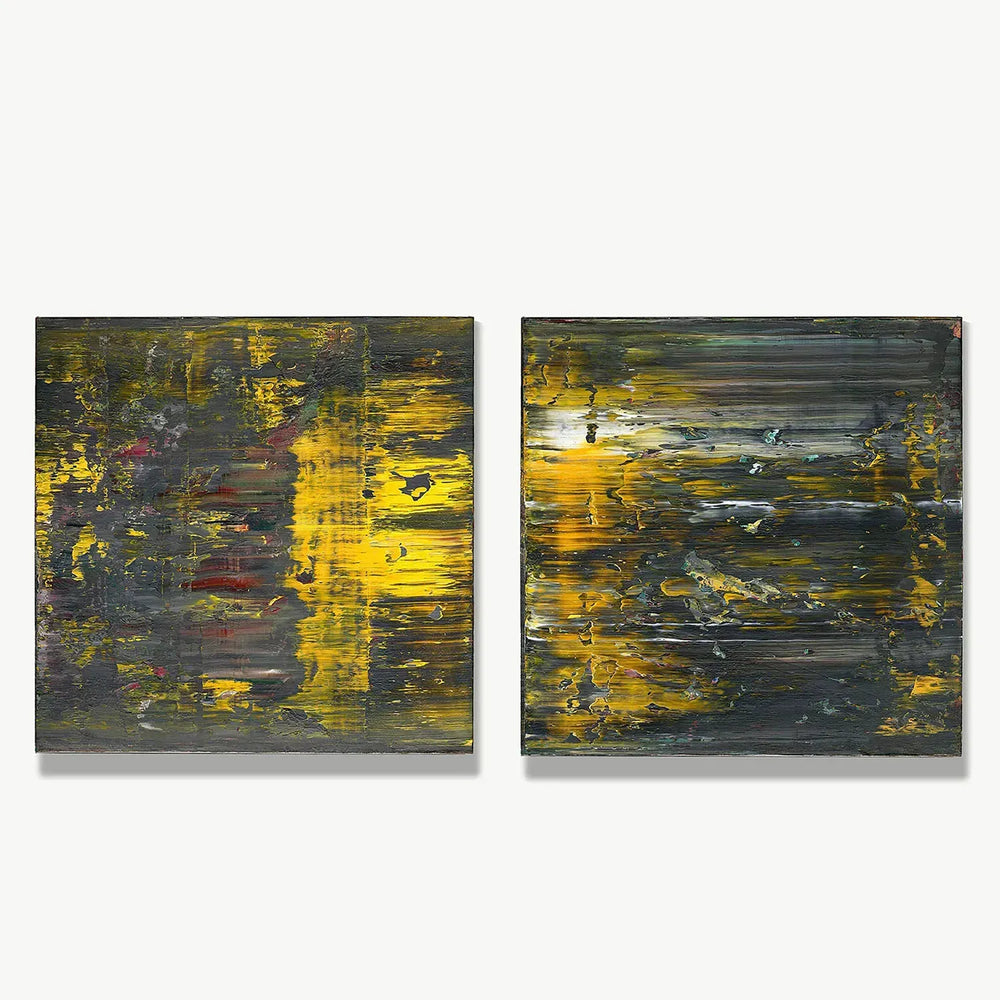 Light and Shadow (set of 2) -Red Unicorn Art - Original abstract impressionist painting with vibrant, bold colors and rich, thick textures. One-of-a-kind, hand-painted art crafted with love for over 15 years."